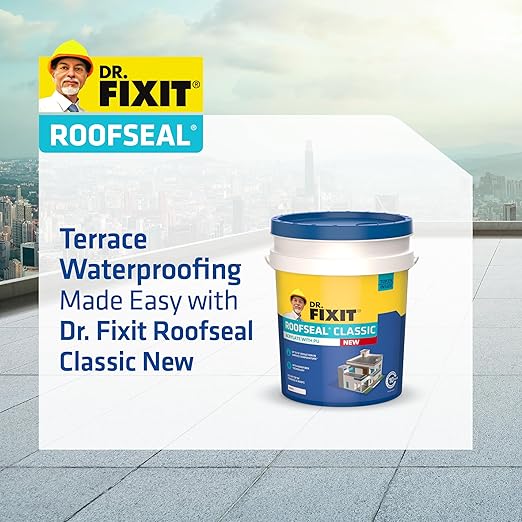 DR. FIXIT Roofseal Classic New, 4 to 20 Liter, Waterproofing Solution for Homes, Terraces, Roofs